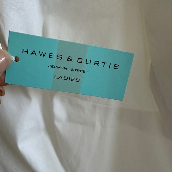 NWT Hawes & Curtis Fitted Vintage White Button Down Blouse Sz UK 14 - Picture 8 of 12